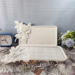 Moules de coulée en résine faits à la main pour bricolage ornements décoratifs Ins Style Silicone fleur plateau moule X0327 - Product Image 1