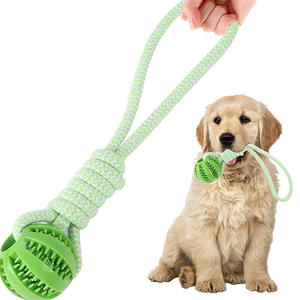 Pelota de juguete para perros con dispensador de comida, para limpieza dental, entrenamiento de mordida y juguete de cuerda de goma para masticar - Product Image 1