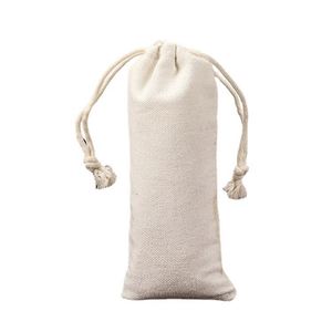<b>Long</b>-Style Drawstring Cotton <b>Bag</b> with Ribbon Handle Reusable PVC PP Tableware Custom Logo for Chopsticks Knives Forks for Gifts - Product Image 1