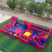 Parc à thème gonflable commercial extérieur, grande structure de saut, parcours d'obstacles, aire de jeux gonflable personnalisée pour enfants en plein air