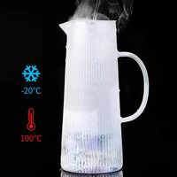 Jarra de Agua de Vidrio de Gran Capacidad, Estilo Moderno, Resistente al Calor, de Vidrio Borosilicato, Color Ámbar Gris Claro, con Asa
