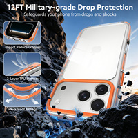 Étui de luxe haut de gamme en métal avec clés métalliques et cadre d'objectif pour iPhone 17 18 Pro Max, coque de téléphone portable transparente antichoc