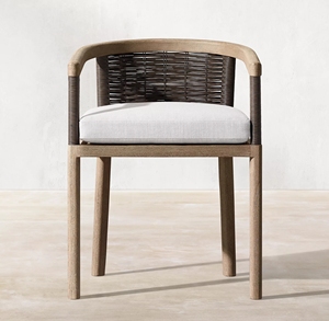 Accoudoir en <span class=keywords><strong>rotin</strong></span> de teck pour jardin extérieur, chaise de salle à manger, Villa, cour, chaise en <span class=keywords><strong>rotin</strong></span> en bois moderne, ensemble de sièges d'hôtel - Product Image 3