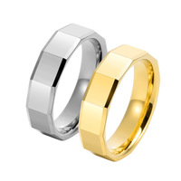MECYLIFE Bagues classiques en tungstène de 6 mm pour hommes, alliance avec bords biseautés, or, noir, argent, bijoux simples