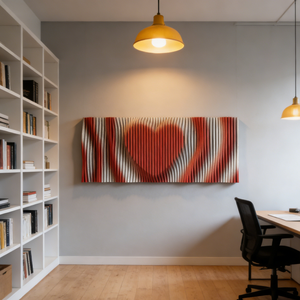 Décoration murale <span class=keywords><strong>en</strong></span> <span class=keywords><strong>bois</strong></span> naturel avec motif de cœur rouge <span class=keywords><strong>sculpté</strong></span> pour bar, café, appartement, commerce - Product Image 2