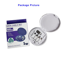 Ensemble de câbles USB multifonctionnels 6-en-1 pour téléphone portable avec charge rapide 60W, adaptateur de chargeur portable, boîte de rangement pour câble USB de téléphone
