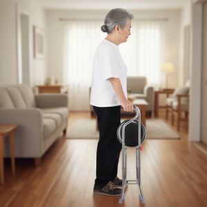 Bastón Plegable de Acero Inoxidable con Asiento, Capacidad de 85 kg, Ayuda para la Movilidad, Bastón de Cuatro Patas Reforzado para Viajes - Product Image 2