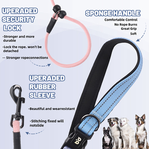 Guinzaglio Doppio per Cani con Rotazione a 360° Anti-Groviglio, Corda in Nylon Resistente, Regolabile, Morbido, Durevole, con Stampa Riflettente per 2 Cani - Product Image 4