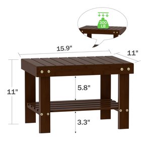 Bathroom Storage Stool Double Layer Bamboo <b>Bench</b> With Storage Compartment Shoe <b>Rack</b> Entryway Door Storage - Product Image 5