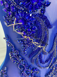 Girls Bodycon Jersey Sexy High Neck Empire Waist Party Birthday Luxury Royal Blue Crystal Bodice Short Club Night Dress Stock - Product Image 5