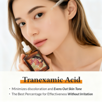 Sérum Éclaircissant Vegan à l'Acide Hyaluronique, Vitamine C, Acide Tranexamique et Niacinamide pour Correction des Taches Brunes – Soin Visage Marque Blanche