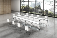 Ensemble de 5 chaises de conférence modulaires pliables LIWEI avec étagère de rangement, roulettes et structure métallique mobile pour usage commercial
