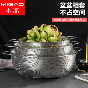 Juego de coladores de acero inoxidable de 3 piezas con perforaciones finas para uso en la cocina - Product Image 5
