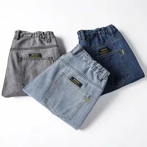 Vente en gros jeans baggy bleu personnalisé grande taille coréen vierge y2k droit ample jambe large denim jeans hommes pantalons pour hommes