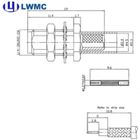 Connecteur RF LWMC SMA femelle à sertir pour câble Karble 302-3, plaqué or, commande en gros, jusqu'à 6 GHz