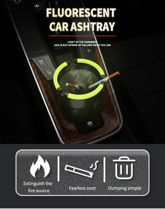 Accesorios para Auto, Cenicero con Tapa Negra Fluorescente, Nuevo Modelo Universal AC-806F de Plástico, Estilo Moderno - Product Image 3