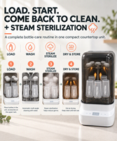 Nettoyeur-sécheur électrique automatique à vapeur pour accessoires de biberons, pièces de tire-lait, et composants de couvercles de tasses agitateurs réutilisables