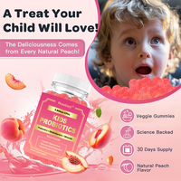 Gummies Probiotiques Véganes Sans Sucre à Marque Blanche pour Enfants, à la Pectine, 5 Milliards de CFU, 5 Souches, Prébiotiques FOS, avec Multivitamines et Minéraux