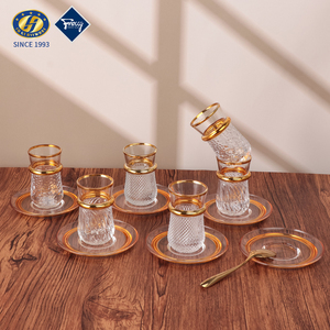 Nouvel ensemble de tasses <span class=keywords><strong>à</strong></span> thé en céramique privée, 6 soucoupes + 6 tasses * 110 ml, ensemble de tasses <span class=keywords><strong>à</strong></span> thé, gobelet <span class=keywords><strong>à</strong></span> vide plaqué, <span class=keywords><strong>verre</strong></span> <span class=keywords><strong>à</strong></span> thé <span class=keywords><strong>marocain</strong></span> avec boîte cadeau, 12 pièces - Product Image 3