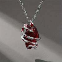 Kalung Ular Hitam Baru yang Membungkus Hati Merah Kalung Fashion Gothic Grosir Perhiasan Pesta Halloween untuk Aksesoris Wanita