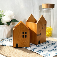 Porte-stylos en forme de maison en bois, porte-crayons multifonctionnel pour bureau, organisateur de papeterie pour la maison et le bureau