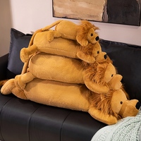Coussin long en forme de lion, peluche douce et moelleuse, jouet en peluche animal en forme de lion, coussin à câliner, oreiller de sommeil pour la chambre et la décoration intérieure