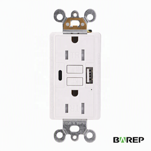 Prise murale BAREP ETL 15A 125V TR GFCI, <span class=keywords><strong>USB</strong></span>-A <span class=keywords><strong>USB</strong></span>-C 4.8A Classe A PC, résistante aux manipulations - Product Image 2