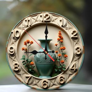 Round Wooden <b>Wall</b> <b>Clock</b> 25x25Cm Quiet Quartz Hotel Lobby Decor <b>Clock</b> - Product Image 1