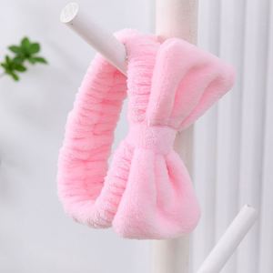 Solid Color Coral Fleece Bowknot Headband Women Soft Plush <b>Face</b> Wash Hair Band Skincare Spa Makeup Beauty Hair Accessories Set - Product Image 5