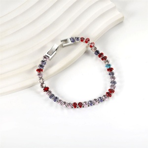 High End Diamond Link Chain Jewelry Stainless Steel Oval Zircon Tennis Chain <b>Bracelets</b> - Product Image 4
