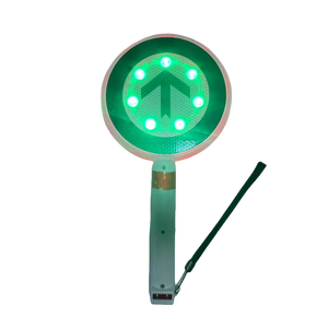 Panneau d'avertissement de circulation LED portable Stop & Go Pagaie de commande flash ronde rouge et verte rechargeable pour usage public - Product Image 4