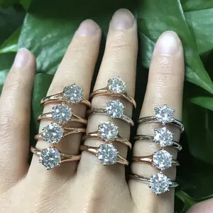 1ctモアッサナイトリング14Kゴールドダイヤモンド花嫁花婿結婚指輪