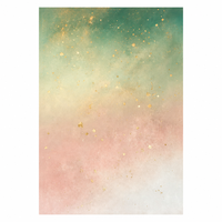 Tableau mural sur toile dégradé pastel style bohème, galaxie rose et verte avec impression d'étoiles dorées, décoration murale céleste abstraite douce