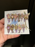 Vente en gros d'usine : Faux ongles à presser en acrylique, faits main, style ballerine, avec strass et perles, French manucure