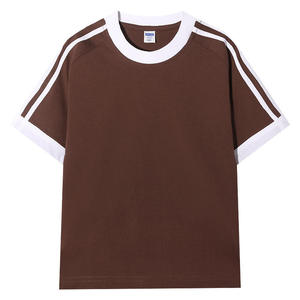 Camisetas de verano de varios colores para niños, Camiseta de algodón 100% de 200gsm para niños, camiseta lisa personalizada con estampado de pantalla para niños, Diseño a rayas - Product Image 6