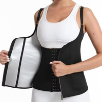 Débardeur de sudation thermo amincissant pour femme, gilet de sauna, corset de maintien de la taille, idéal pour le fitness et l'entraînement, avec fermeture éclair
