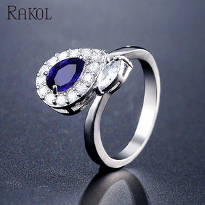 RAKOL RP2133 Women's Luxury Gold-Plated Synthetic Zircon Ring New Fashion Design - Product Image 4