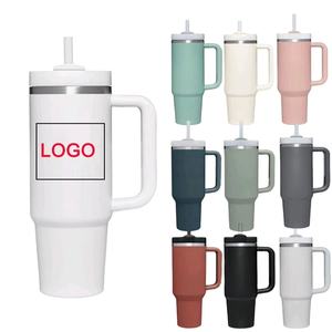 แก้วน้ำเก็บความเย็นแบบพกพาขนาด 40 ออนซ์ รุ่น H2.0 ผนังสองชั้นสุญญากาศ สแตนเลส พร้อมหูจับและหลอดดูด รับสกรีนโลโก้ฟรี - Product Image 1