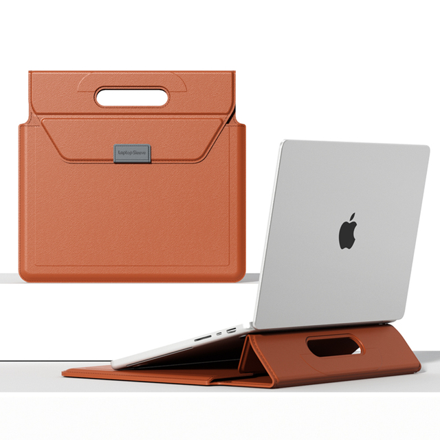 High Quality 13-16 Inch Waterproof PU Leather Laptop Protective Sleeve Case Cover Bag with Stand for MacBook Air 13.3 Pro 14