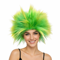 Perruque unisexe verte et jaune dégradée, style punk à pointes, synthétique et moelleuse, pour déguisement amusant, cosplay, événements sportifs, carnaval et fêtes