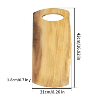 Tabla grande de madera de acacia con asa ovalada, bandeja profesional para servir carne para restaurantes de carne y fiestas de barbacoa