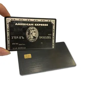Cartão de crédito personalizado, alta qualidade personalizado vazio escovado metal cartão de crédito com chip emv