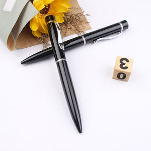 Stylo bille torsadé en métal noir en acier inoxydable avec logo d'entreprise haut de gamme, pointe de 1,0 mm, idéal comme cadeau - Product Image 2