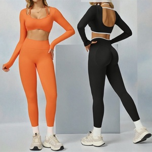 Custom Seamless Sportswear Set for Women 2-Piece Gym Fitness Yoga Suit with Top and <b>Tight</b> Leggings Solid <b>Pattern</b> Activewear - Product Image 3