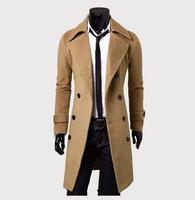 En stock hommes Trench Coat Slim longues vestes et manteaux pardessus Double boutonnage Trench Coat hommes hiver vêtements vestes