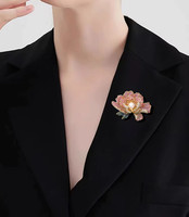 Bros bunga peony angin Cina enamel warna emas dan perak kepribadian Kelas tinggi berlian imitasi warna pabrik kustom