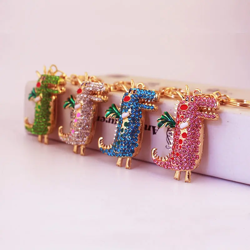 Porte-clés diamant mignon strass cristal coloré bling animal coloré diamant reptile crocodile métal luxe hyundai porte-clés