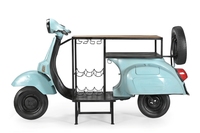 Table de bar en fer et bois de scooter, finition bleu turquoise / finition mangue, style scooter ancien, en bois de mangue, prix de gros