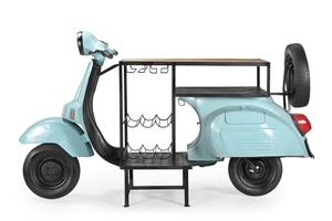 Barra de bar de hierro/madera estilo scooter, azul turquesa/acabado mango, scooter antiguo/madera de mango, precio al por mayor - Product Image 6