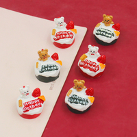 Kawaii ours gâteau dessin animé résine Flatback Cabochon pour album à faire soi-même porte-clés pendentif maison de poupée Miniature nourriture jouets